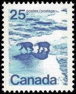 Polar Bears In Canadian North - Type I - W2B - Ribbed Vertically Canada Postage Stamp