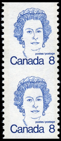 Queen Elizabeth II - Blue - Horizontal Imperforate - Vertical Pair - DF Canada Postage Stamp | Caricature Definitives