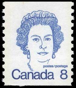 Queen Elizabeth II - Blue - Horizontal Imperforate - HF Canada Postage Stamp | Caricature Definitives
