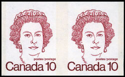 Queen Elizabeth II - Red - Imperforate Pair Canada Postage Stamp | Caricature Definitives