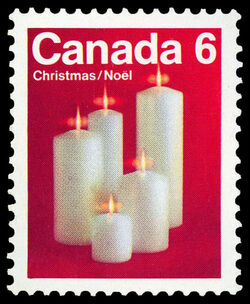 Candles - Red - Tagged - WCB Canada Postage Stamp | Christmas