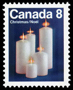 Candles - Blue - Tagged - W2B Canada Postage Stamp | Christmas
