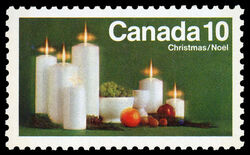 Candles - Green - Tagged - W2B Canada Postage Stamp | Christmas