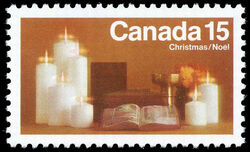 Candles - Yellow Brown - Tagged - W2B Canada Postage Stamp | Christmas