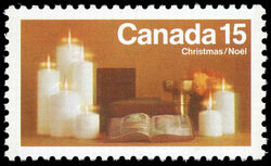 Candles - Yellow Brown - Tagged - GT2 Canada Postage Stamp | Christmas