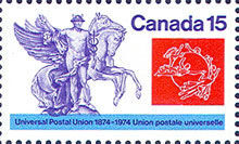 Universal Postal Union, 1874-1974 - LF - Smooth Canada Postage Stamp