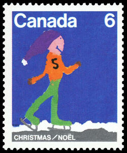 Skater - Untagged Error Canada Postage Stamp | Christmas