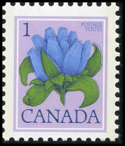 Bottle Gentian, Gentiana Andrewsii - DF / LF Canada Postage Stamp | Wildflowers of Canada