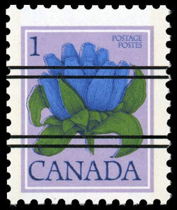 Bottle Gentian, Gentiana Andrewsii - NF / NF - Precanceled Canada Postage Stamp | Wildflowers of Canada