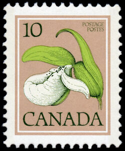 Sparrow's Egg Lady's Slipper, Cypripedium Passerinum - Plate 2 - NF / NF Canada Postage Stamp | Wildflowers of Canada