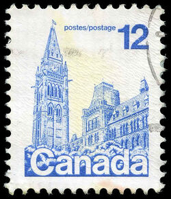 Parliament Buildings - Blue - Coated Paper - LF - Untagged Error Canada Postage Stamp | Parliament Buildings