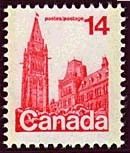 Parliament Buildings - Red - Missing Spire Canada Postage Stamp | Parliament Buildings