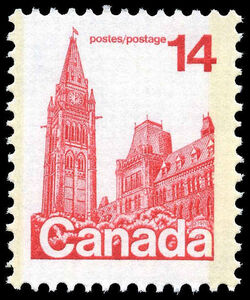 Parliament Buildings - Red - HF Canada Postage Stamp | Parliament Buildings