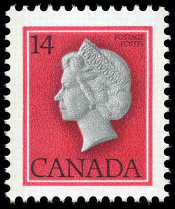 Queen Elizabeth II - Red - LF With HF Fibres Canada Postage Stamp | Queen Elizabeth Definitives