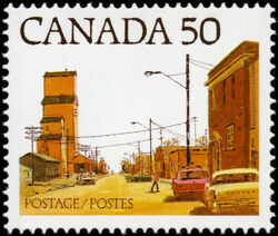 Prairie Street Scene - Lithography - LF Canada Postage Stamp | Streets of Canada