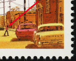 Prairie Street Scene - Lithography - Black Sweater Canada Postage Stamp | Streets of Canada