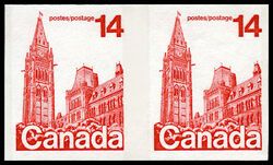 Parliament Buildings - Red - Imperforate Pair - DF Canada Postage Stamp | Parliament Buildings