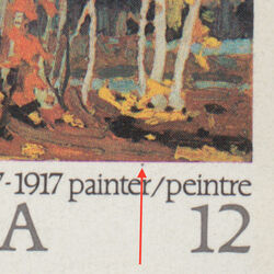 Autumn Birches - Dot Above R Of Painter Canada Postage Stamp | Tom Thomson, 1877-1917, Painter
