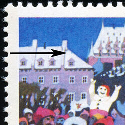 The Quebec Carnival - Blue Dot On Roof Of Left Building Canada Postage Stamp