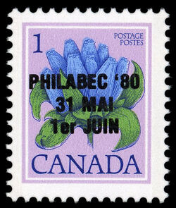 Bottle Gentian, Gentiana Andrewsii - PHILABEC '80 / 31 MAI / 1er JUIN Overprint Canada Postage Stamp