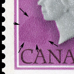 Queen Elizabeth II - Purple - 4mm Circular Purple Blemish Canada Postage Stamp | Queen Elizabeth Definitives