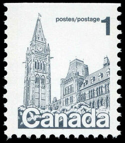 Parliament Buildings - Grey - Booklet Single - LF Canada Postage Stamp | Parliament Buildings