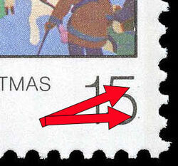 Christmas Morning - Two Black Dots To Right Of 5 Canada Postage Stamp | Christmas