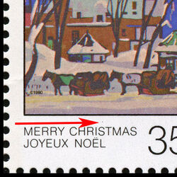 McGill Cab Stand - Black Dot Above First S Of CHRISTMAS Canada Postage Stamp | Christmas