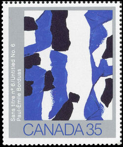 Paul-Emile Borduas, Untitled No. 6 - Dull Canada Postage Stamp | Canadian Art