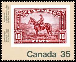 Mountie, 1935 - LF / FL Canada Postage Stamp | International Philatelic Youth Exhibition