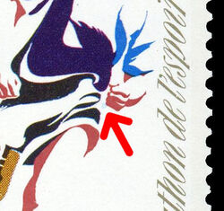 Terry Fox, Marathon Of Hope - LF - Blue Spot Below Hand Canada Postage Stamp