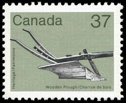 Wooden Plough - F Canada Postage Stamp | Heritage Artifacts