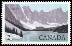 Banff - Red Spot Near Top Of Right Mountain Peak Canada Postage Stamp | National Parks