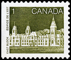 East Block - Lime Green - Booklet Single - Coated Paper Canada Postage Stamp | Parliament Buildings