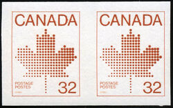Maple Leaf - Brown - Imperforate Pair Canada Postage Stamp