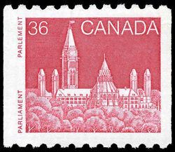 Parliament - Dark Red - Horizontal Imperforate - DF / DF Canada Postage Stamp | Parliament Buildings