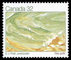 E.J. Pratt, Poet, Sea-gulls - LF Canada Postage Stamp | Authors