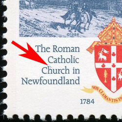 The Roman Catholic Church In Newfoundland, 1784-1984 - Scratch Above First H Of Church Canada Postage Stamp