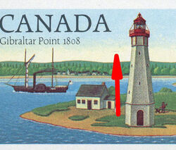 Gibraltar Point, 1808 - Scratch In Sky To Left Of Lighthouse Canada Postage Stamp | Lighthouses of Canada