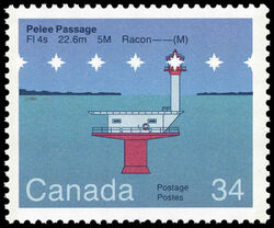 Pelee Passage, FI 4s 22.6m 5M Racon -- (M) - LF / DF Canada Postage Stamp | Lighthouses of Canada