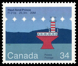 Haut-fond Prince, FI 2½s 25.3m 20M - LF / DF Canada Postage Stamp | Lighthouses of Canada