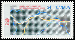 Olympic Winter Games Site, Calgary, 1988 - F / HF Canada Postage Stamp | 1988 Olympic Winter Games