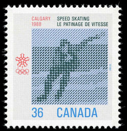 Speed Skating, Calgary, 1988 - F / Dull Canada Postage Stamp | 1988 Olympic Winter Games