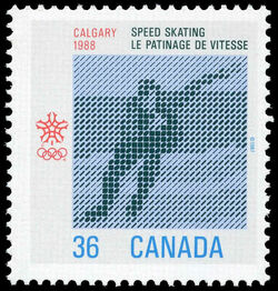 Speed Skating, Calgary, 1988 - Dull / HB Canada Postage Stamp | 1988 Olympic Winter Games