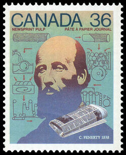 Newsprint Pulp, C. Fenerty, 1838 - DF Canada Postage Stamp | Canada Day - Science and Technology, Canadian Innovations in Communications