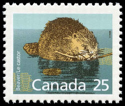 Beaver - Coated Papers - Untagged Canada Postage Stamp | Small Canadian Mammals