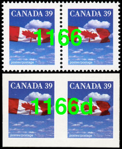 The Flag Over Clouds - Imperforate Pair Canada Postage Stamp | Canadian Flag