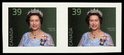 Queen Elizabeth II - Green - Imperforate Pair Canada Postage Stamp | Queen Elizabeth
