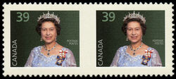 Queen Elizabeth II - Green - Horizontal Pair - Imperforate Between Canada Postage Stamp | Queen Elizabeth