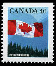 The Flag Over Mountains - Booklet Single Canada Postage Stamp | Canadian Flag